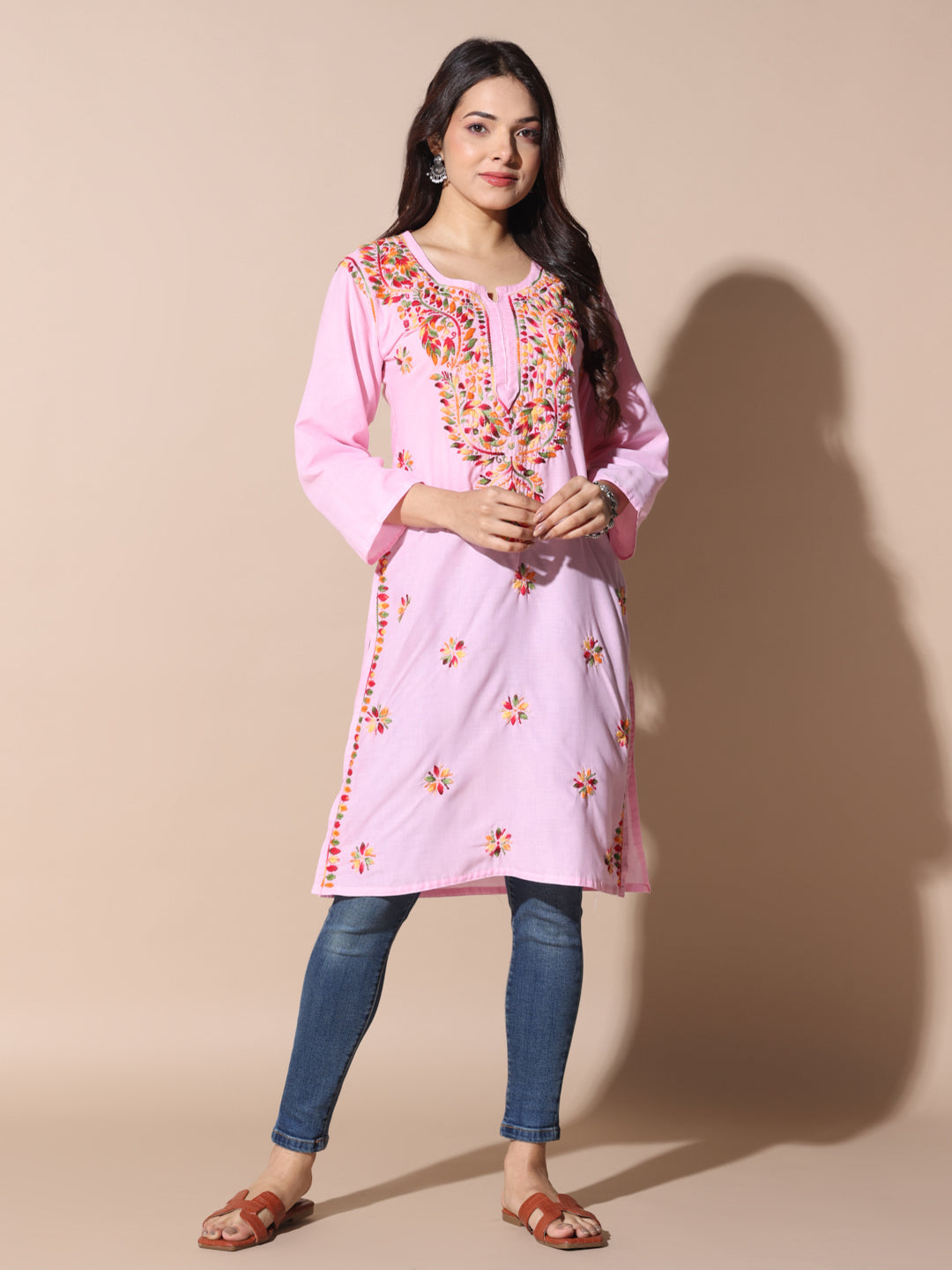 chikankari cotton kurti