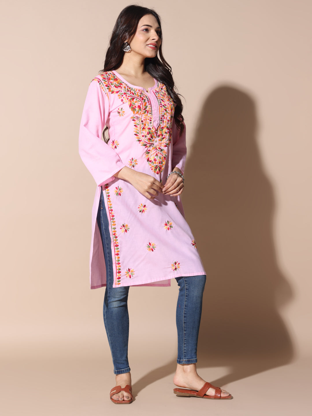 chikankari cotton kurti