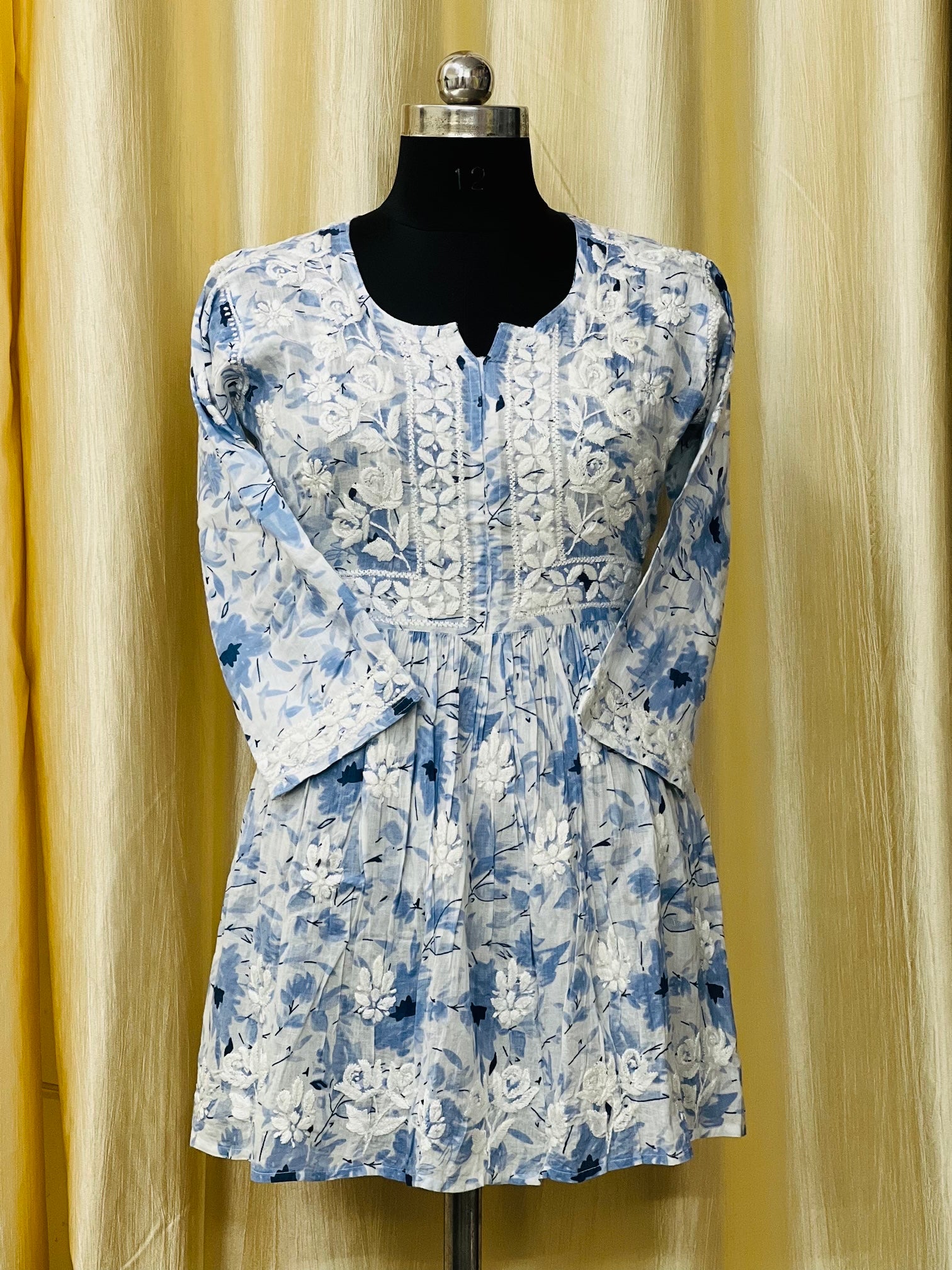 chikankari printed Short Gown chikankari printed Short Gown