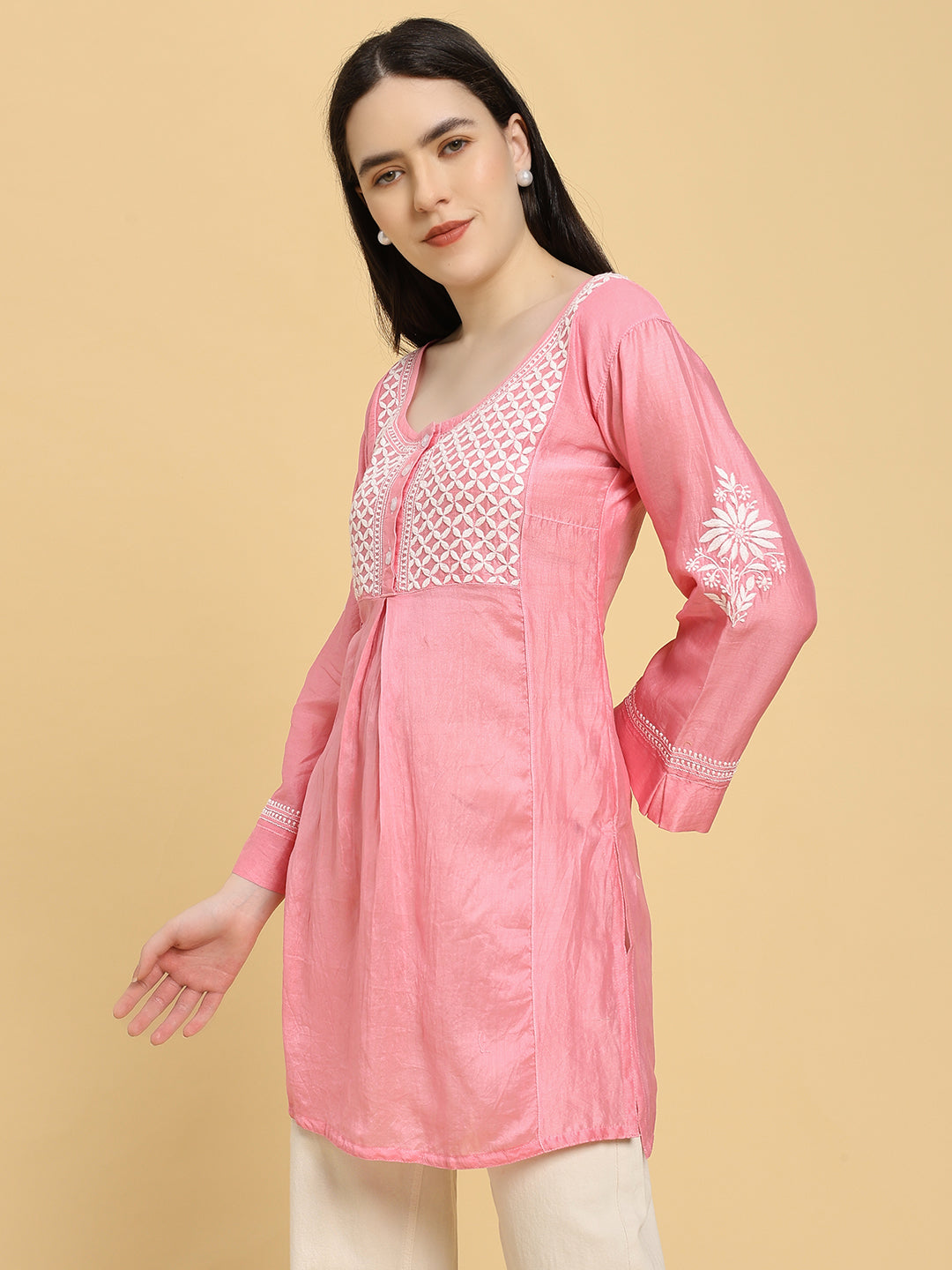 Pure Chanderi Silk Short Kurti