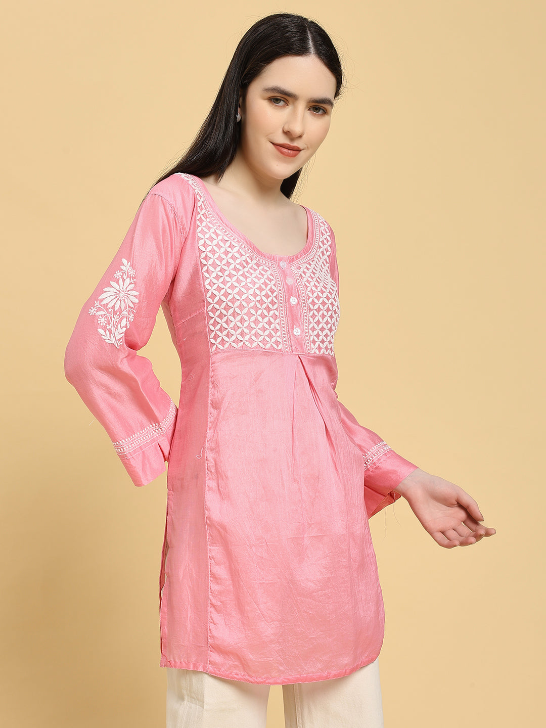 Pure Chanderi Silk Short Kurti