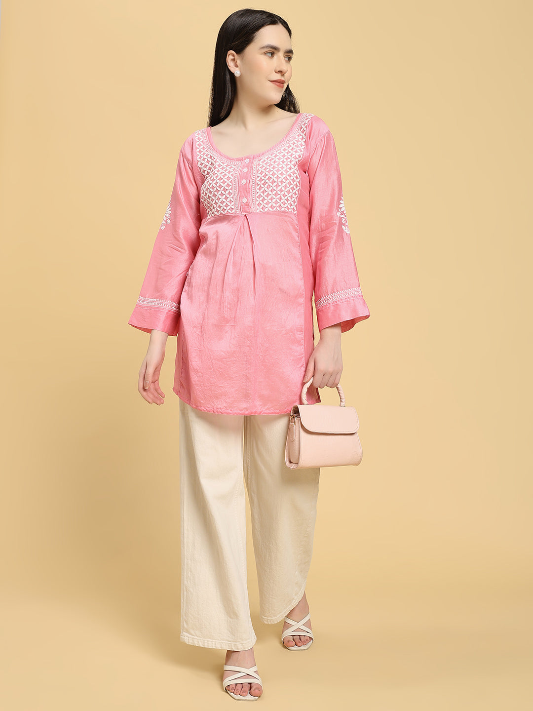Pure Chanderi Silk Short Kurti