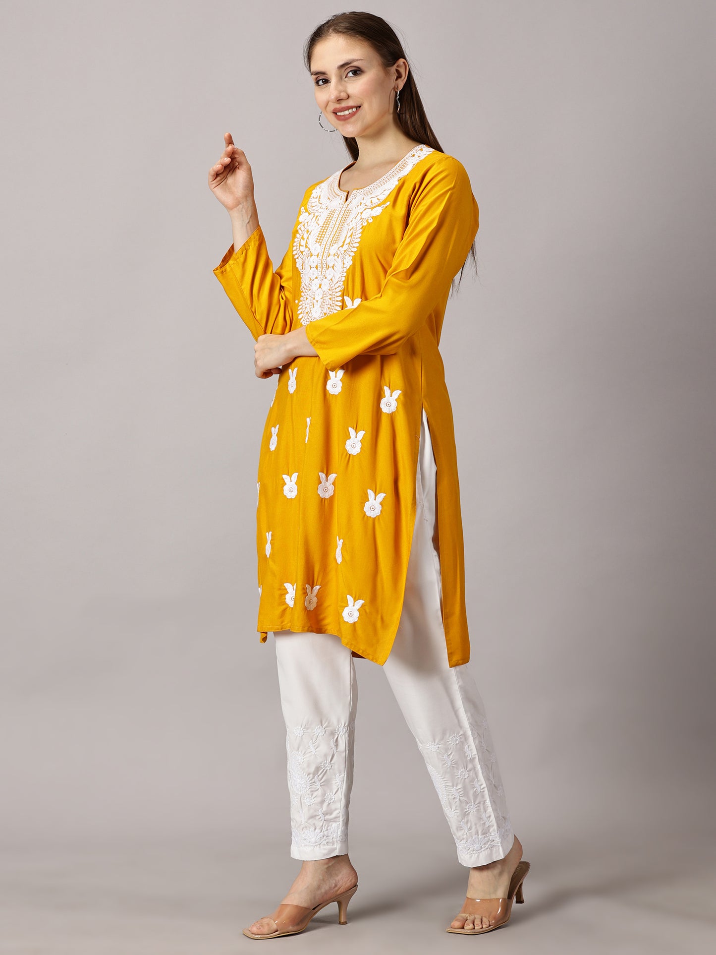 Rayon chikankari kurti for womens