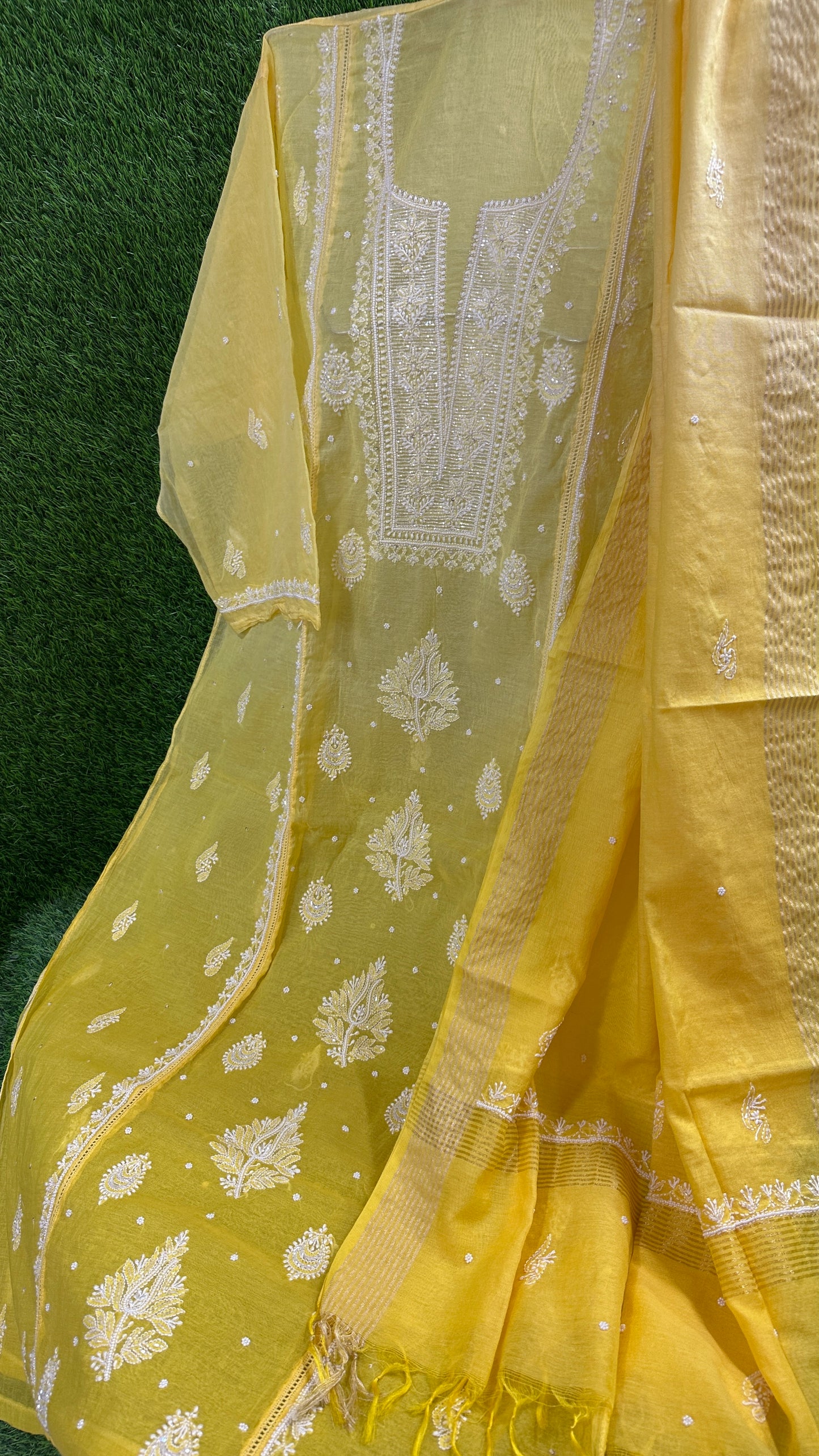 Soft Chanderi dress | Semi-Stitched suits | Embellished Elegance | Elegant Ethnics | Semi-Stitched Styles