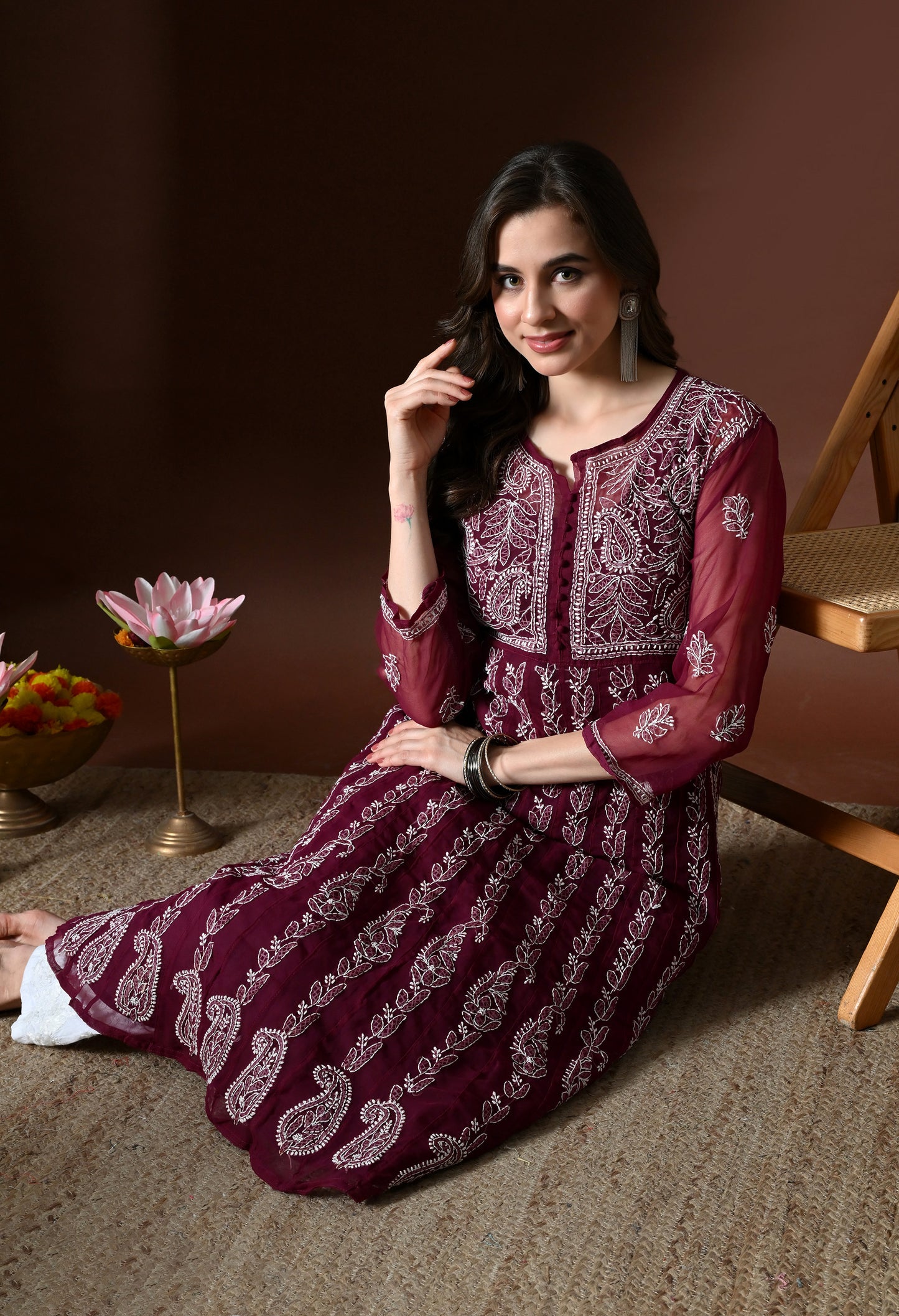 Chikankari Handwork Georgette Anarkali