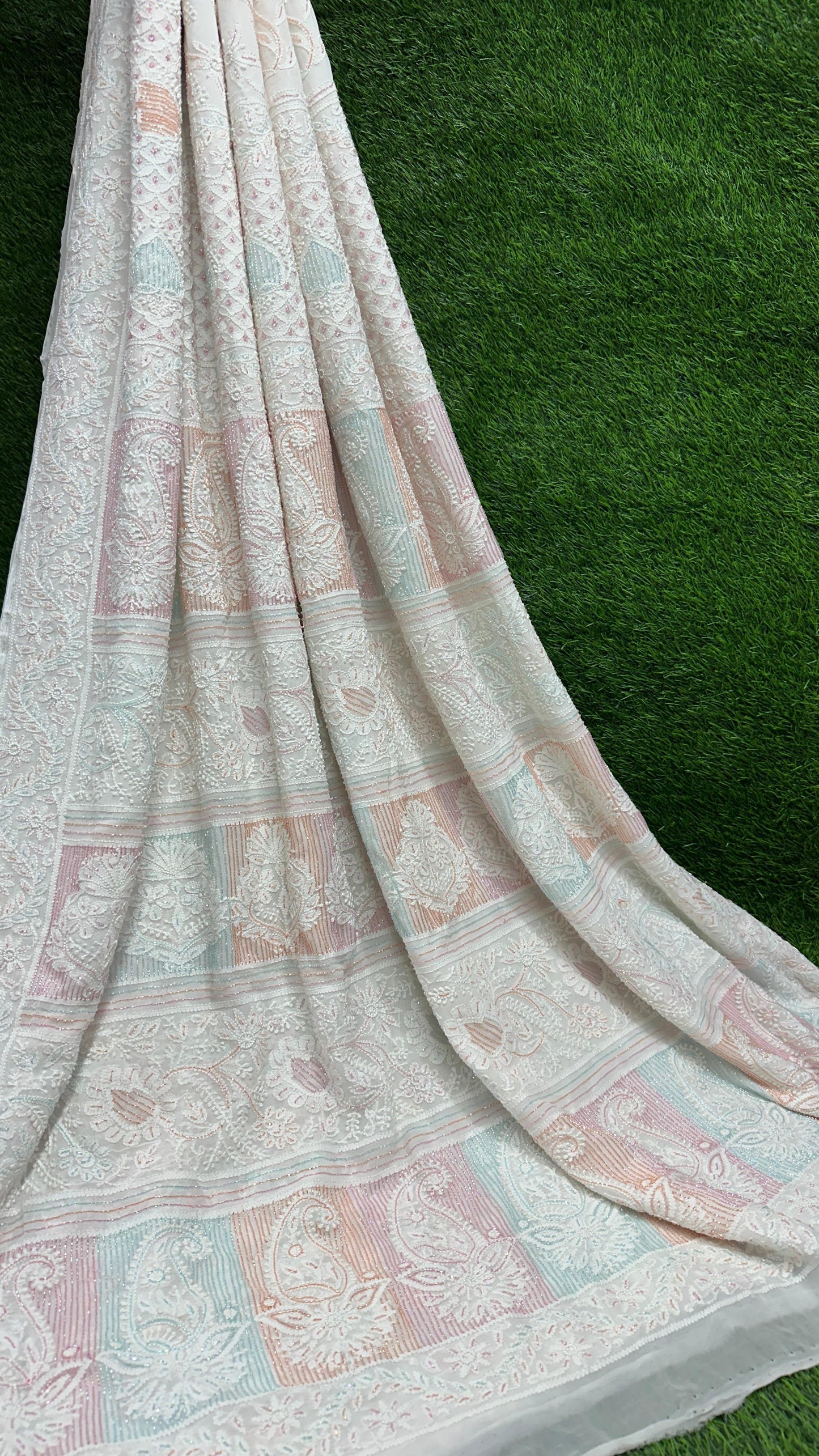 Lucknowi Chikan Georgette Saree