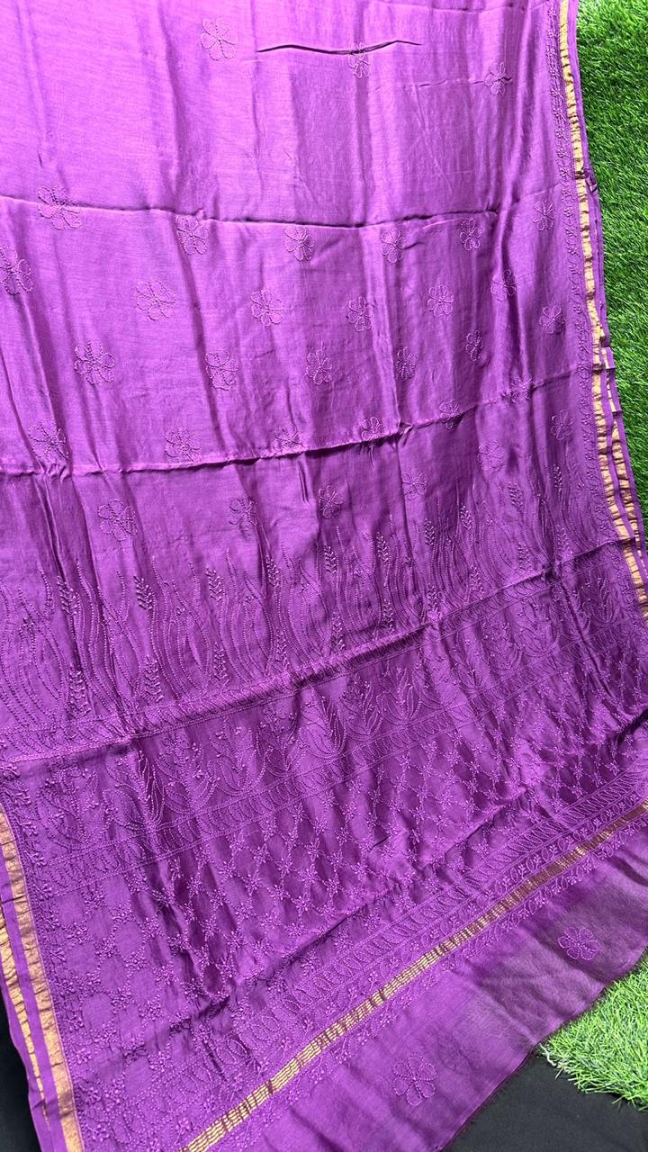 Chanderi ChikanKari Saree