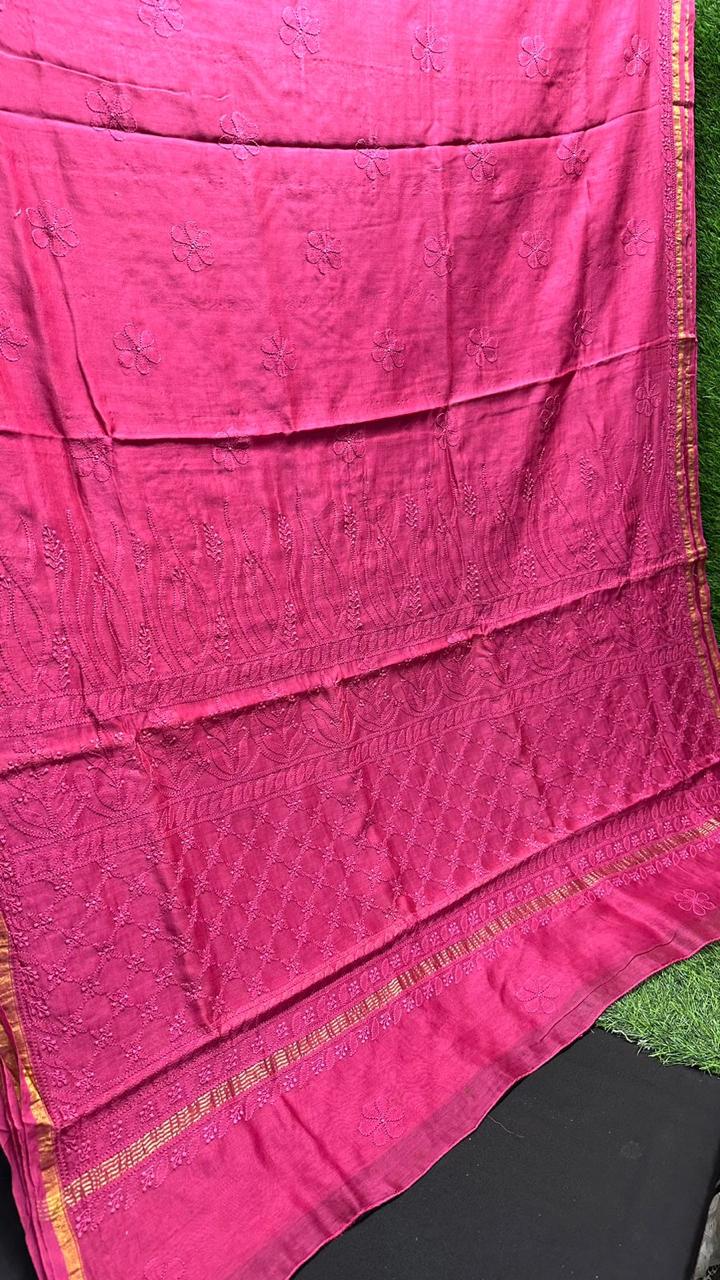 Chanderi ChikanKari Saree