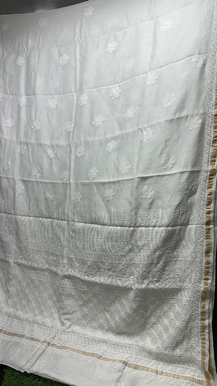 Chanderi ChikanKari Saree