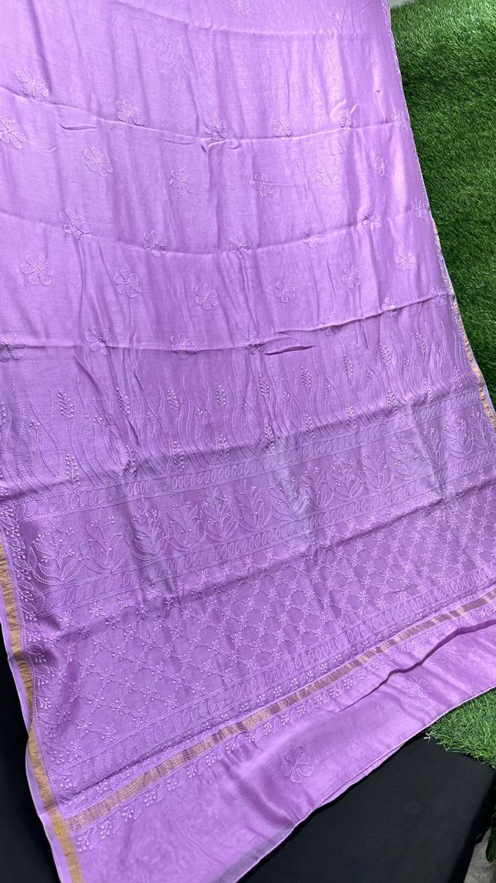 Chanderi ChikanKari Saree