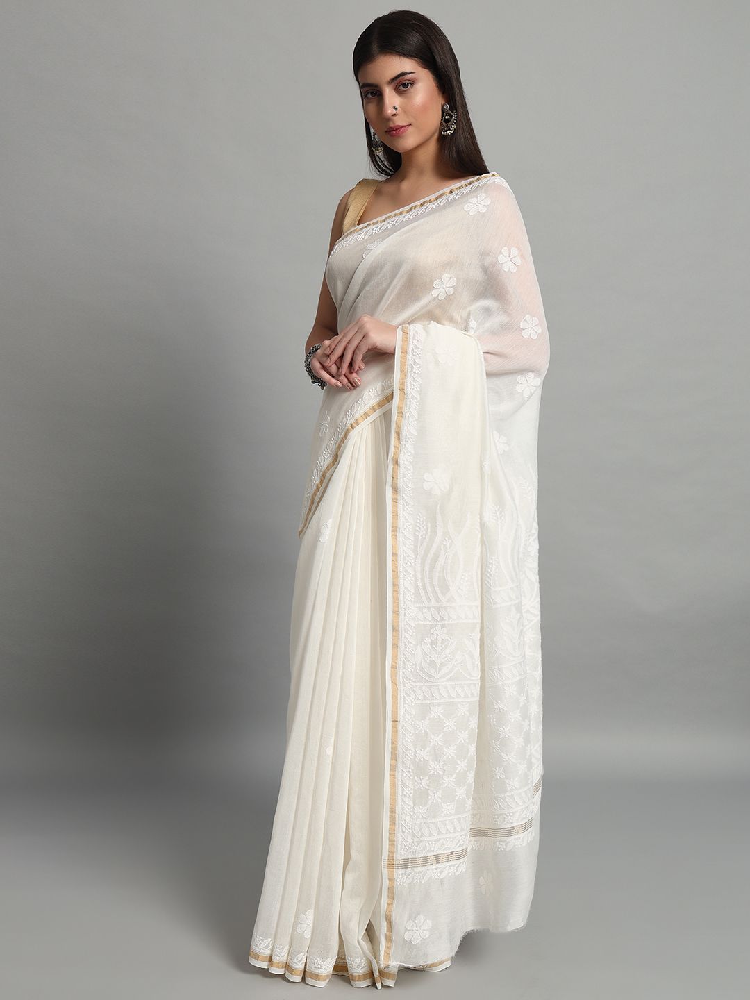 Chanderi ChikanKari Saree