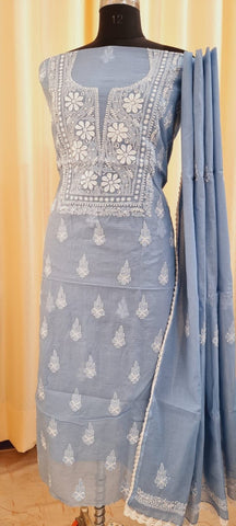 Traditional Kota Doria Shirt & Dupatta with Lucknowi Chikan Embroidery Traditional Kota Doria Shirt & Dupatta with Lucknowi Chikan Embroidery