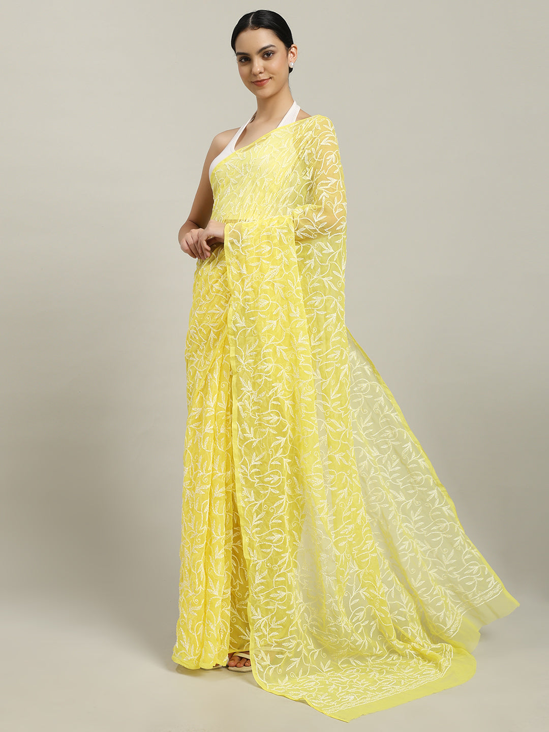 Exclusive Tepchi Hand-Made Chikankari Saree