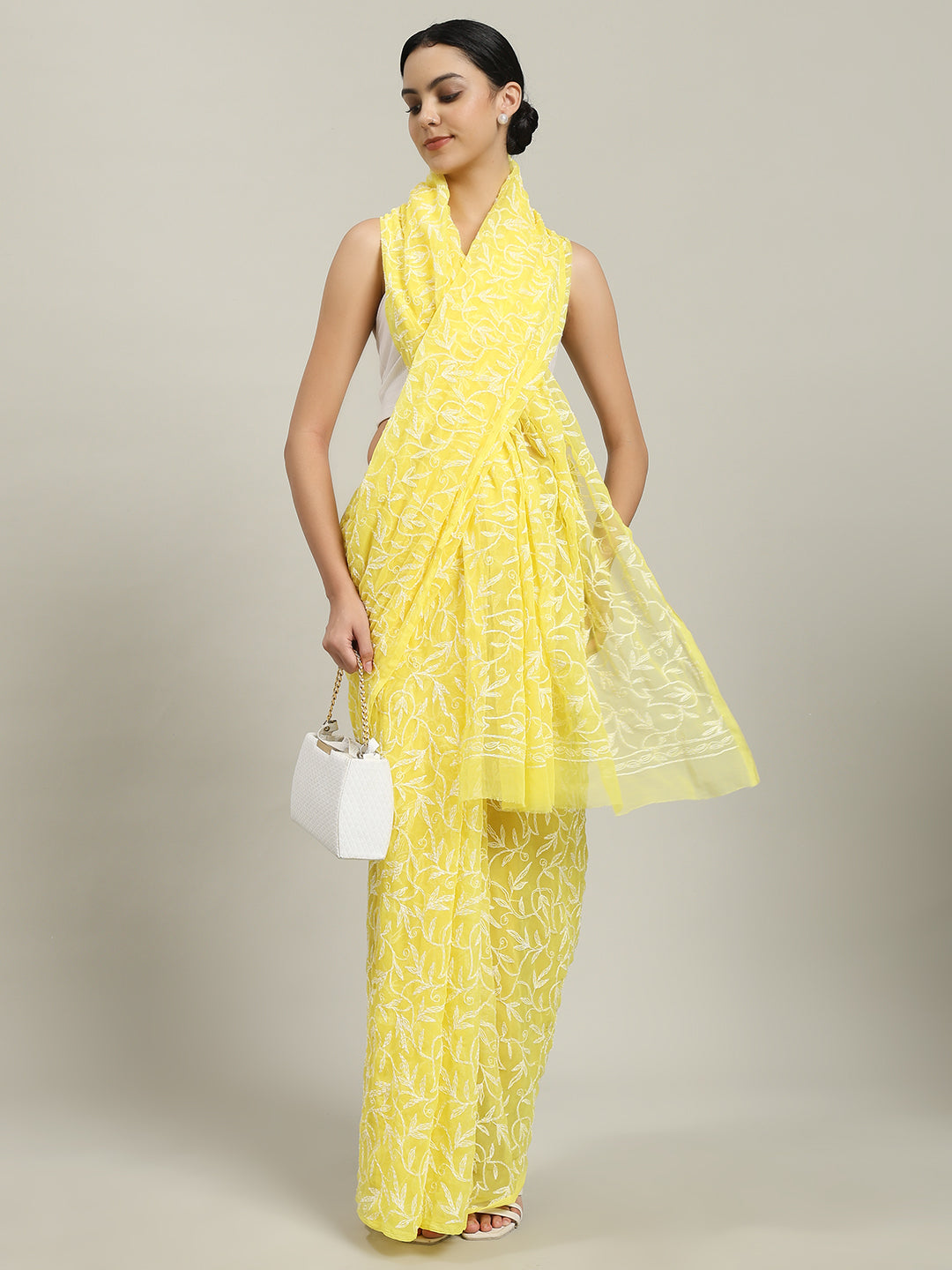 Exclusive Tepchi Hand-Made Chikankari Saree