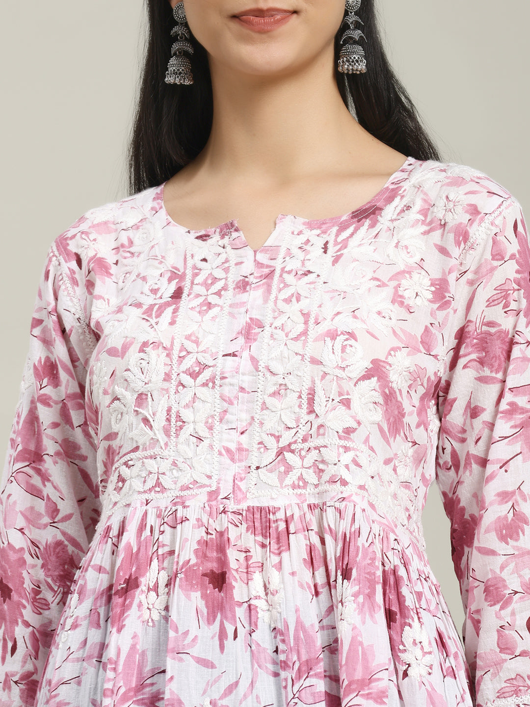 ChikanKari Short Gown