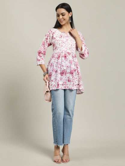 ChikanKari Short Gown