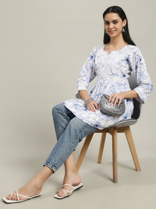 ChikanKari Short Gown