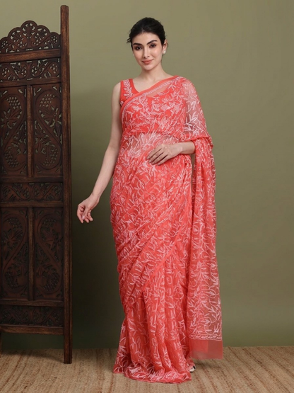 Exclusive Tepchi Hand-Made Chikankari Saree