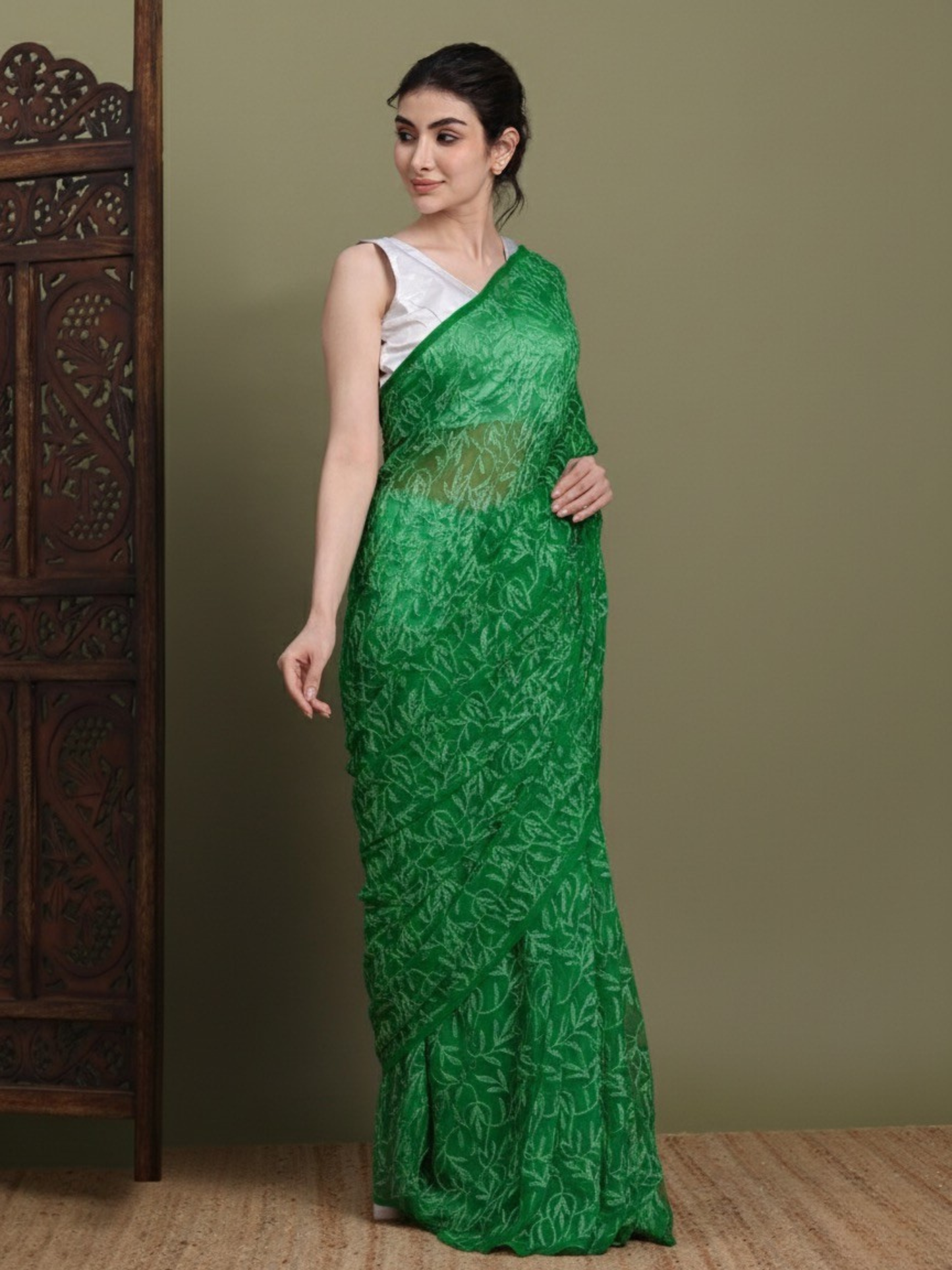 Exclusive Tepchi Hand-Made Chikankari Saree