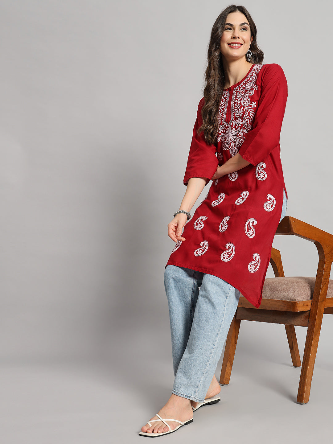 GIRL WEAR CHIKAN KURTI