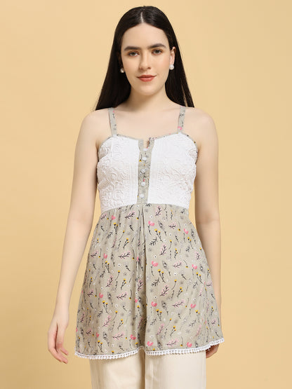 Handcrafted Cotton Chikankari Short Top