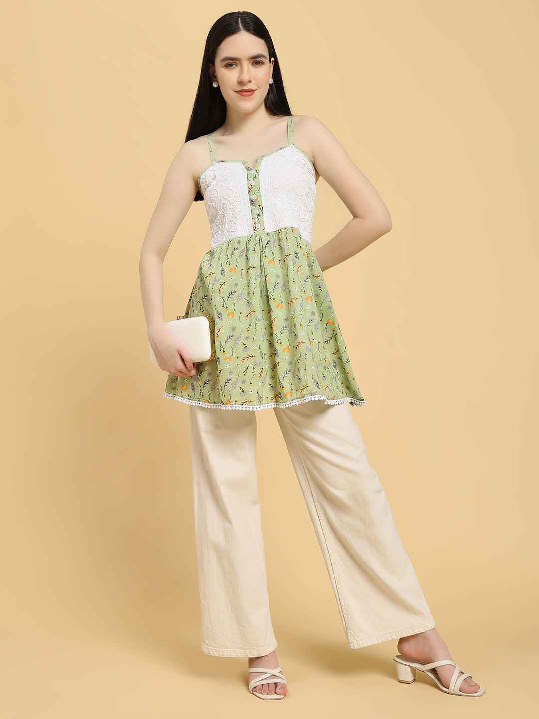 Handcrafted Cotton Chikankari Short Top