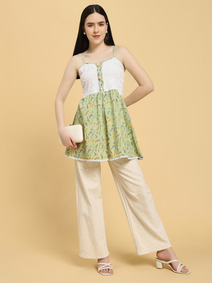 Handcrafted Cotton Chikankari Short Top