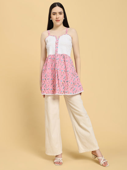 Handcrafted Cotton Chikankari Short Top
