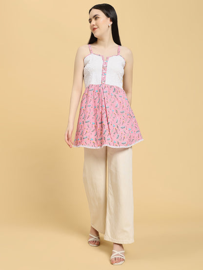 Handcrafted Cotton Chikankari Short Top