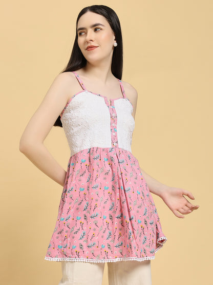 Handcrafted Cotton Chikankari Short Top
