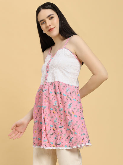 Handcrafted Cotton Chikankari Short Top