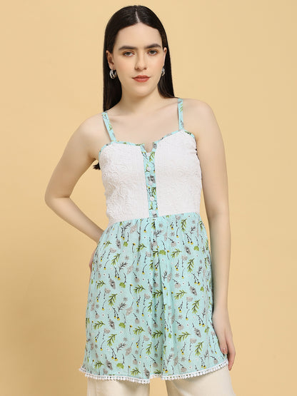 Handcrafted Cotton Chikankari Short Top