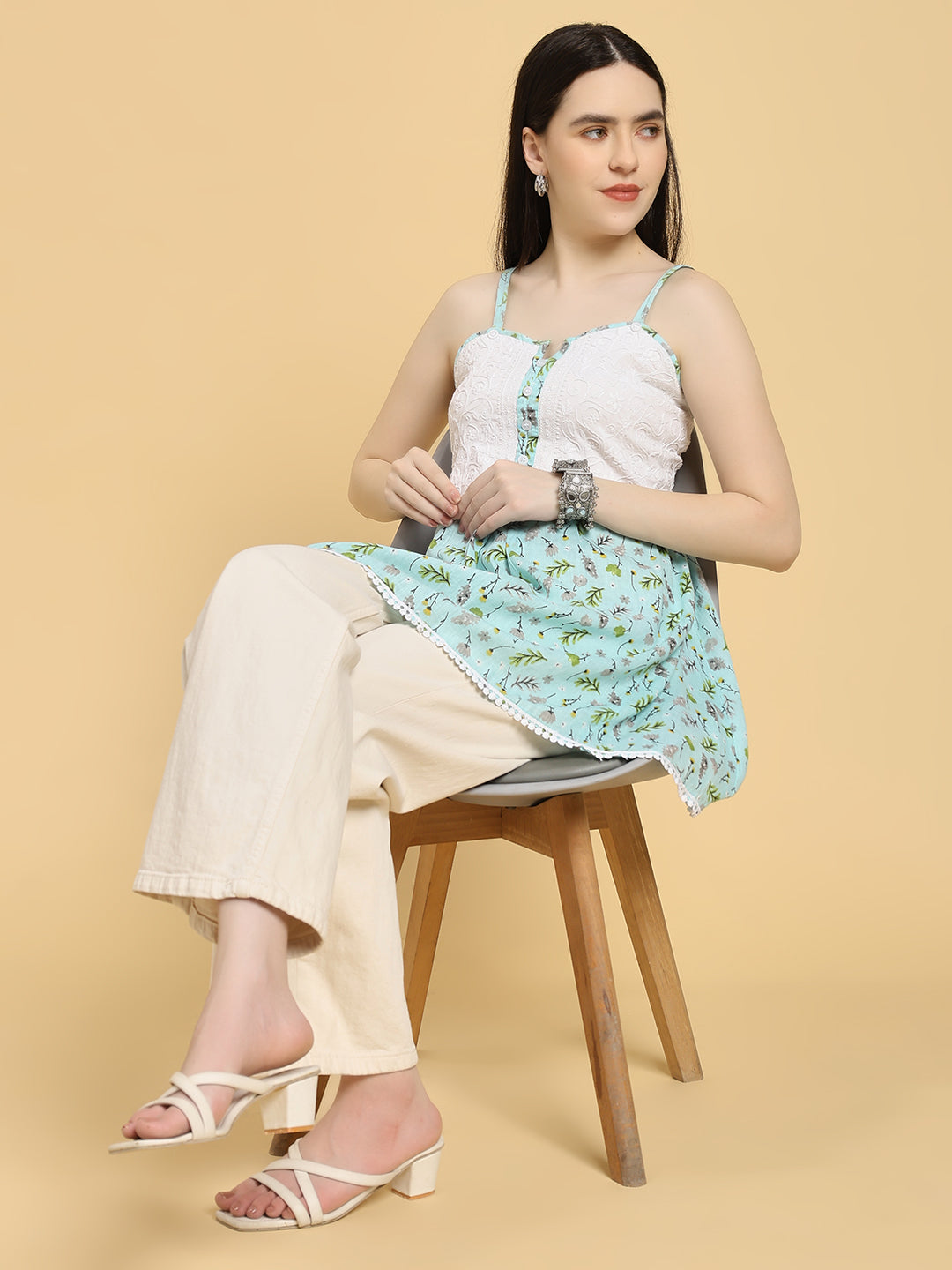 Handcrafted Cotton Chikankari Short Top
