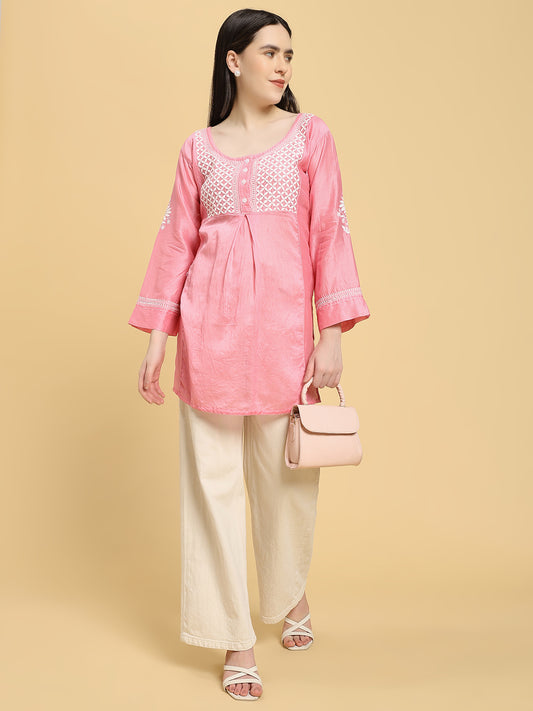 Pure Chanderi Silk Short Kurti