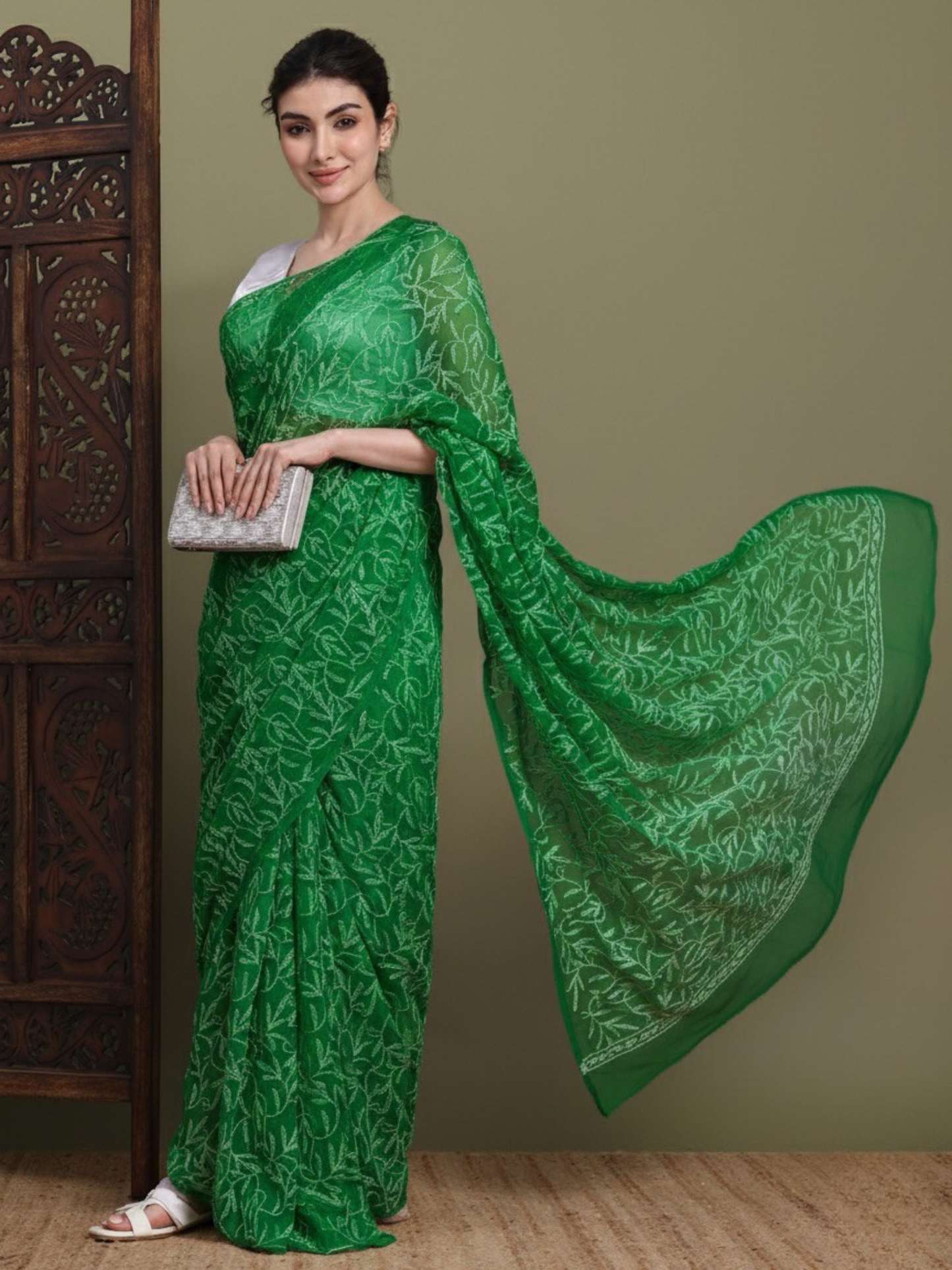 Exclusive Tepchi Hand-Made Chikankari Saree