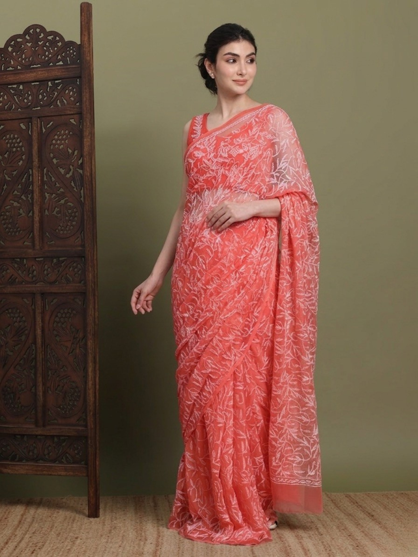 Exclusive Tepchi Hand-Made Chikankari Saree