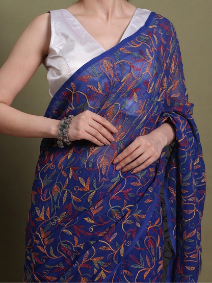Exclusive Tepchi Multi Hand-Made Chikankari Saree (Copy)