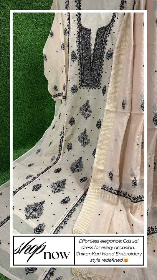 Soft Chanderi dress | Semi-Stitched suits | Embellished Elegance | Elegant Ethnics | Semi-Stitched Styles