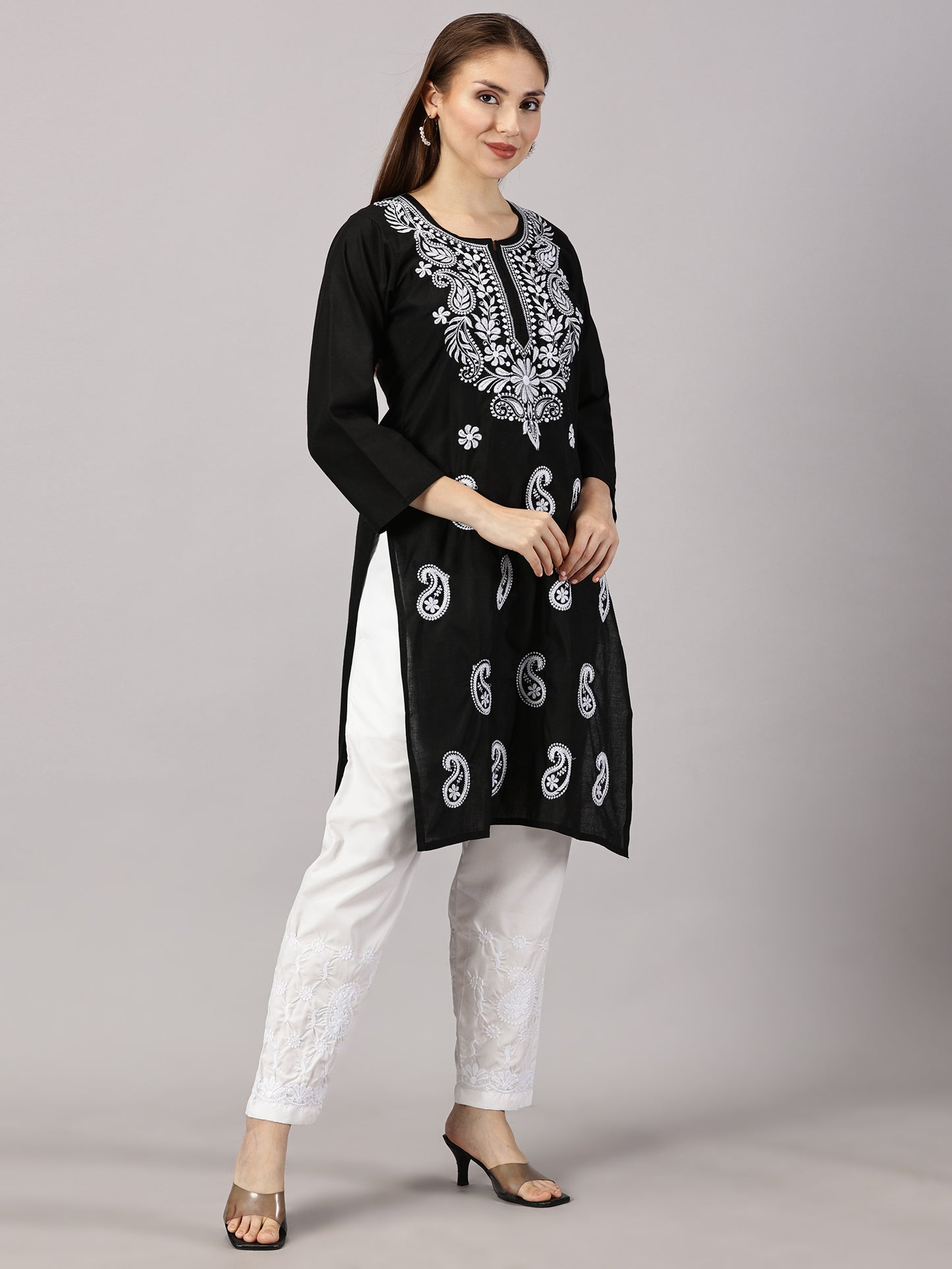 Embroidered Cotton Wear: 2 Kurtis + Pants Set | Women’s Cotton Kurti Set: Embroidery & Comfort Combo | Chic Cotton Sets Combo: Embroidered Kurtis and Pants | Stylish Cotton Kurti Set with Pants - 2 Piece Combo