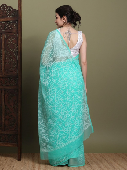 Exclusive Tepchi Hand-Made Chikankari Saree