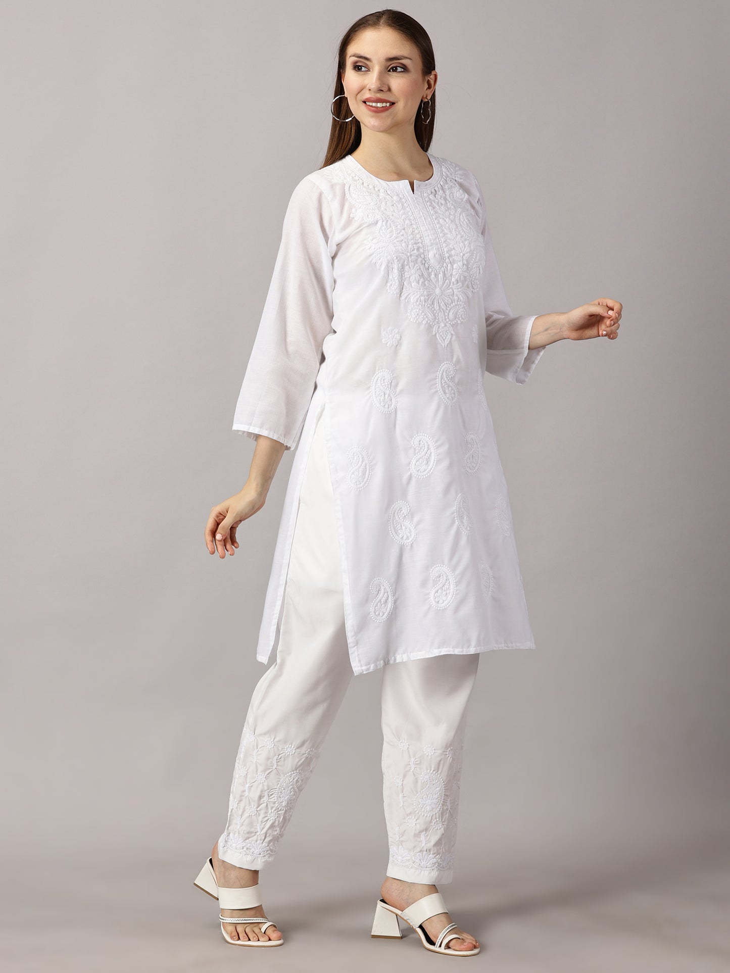 Embroidered Cotton Wear: 2 Kurtis + Pants Set | Women’s Cotton Kurti Set: Embroidery & Comfort Combo | Chic Cotton Sets Combo: Embroidered Kurtis and Pants | Stylish Cotton Kurti Set with Pants - 2 Piece Combo