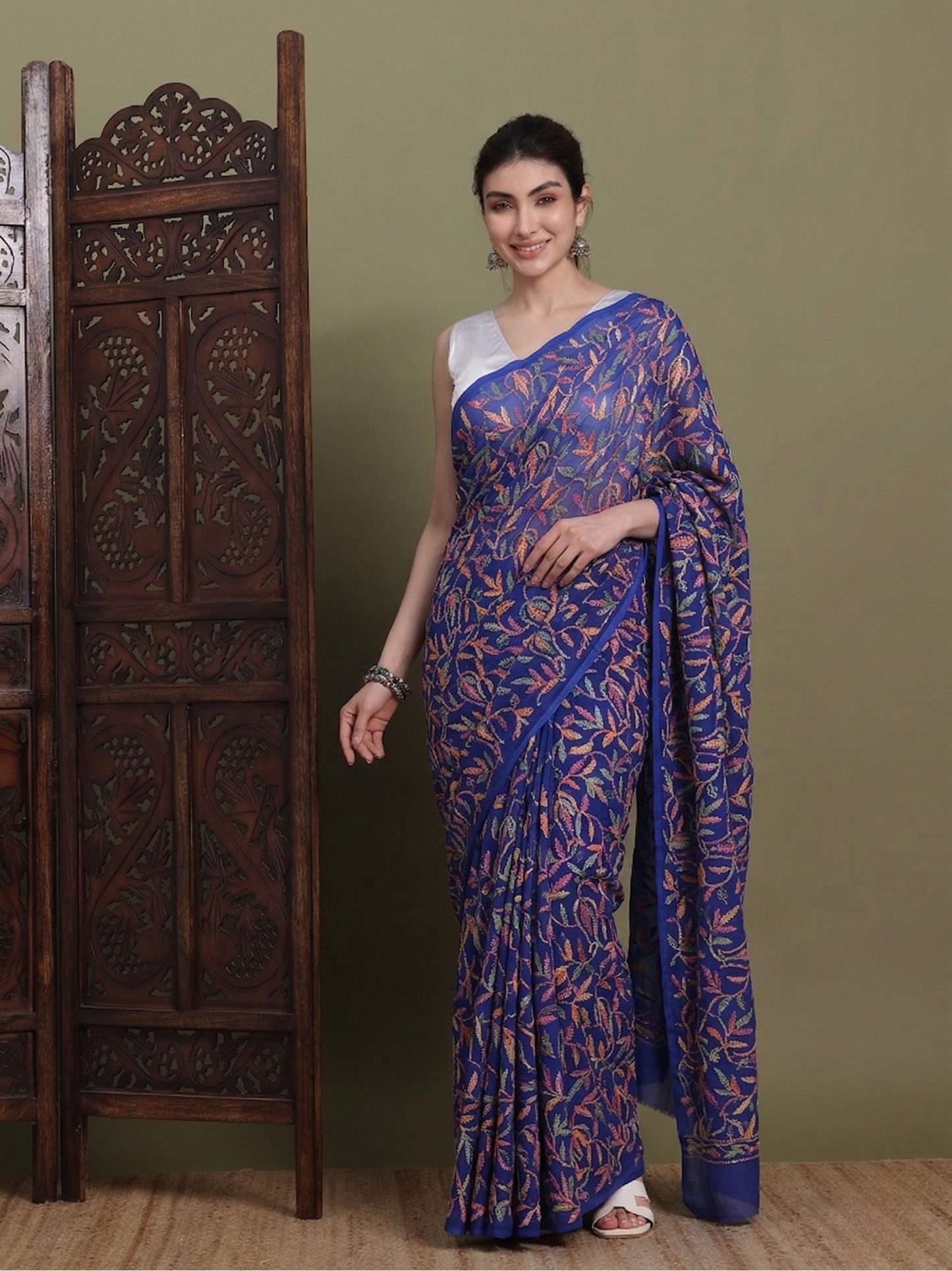 Exclusive Tepchi Multi Hand-Made Chikankari Saree (Copy)