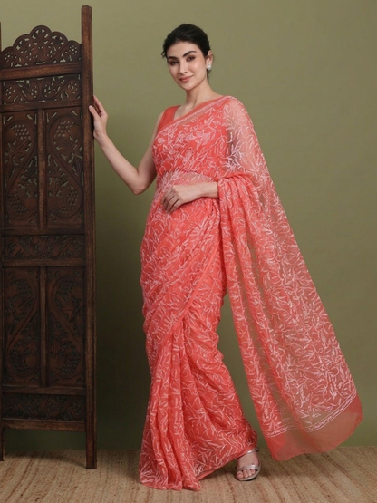 Exclusive Tepchi Hand-Made Chikankari Saree