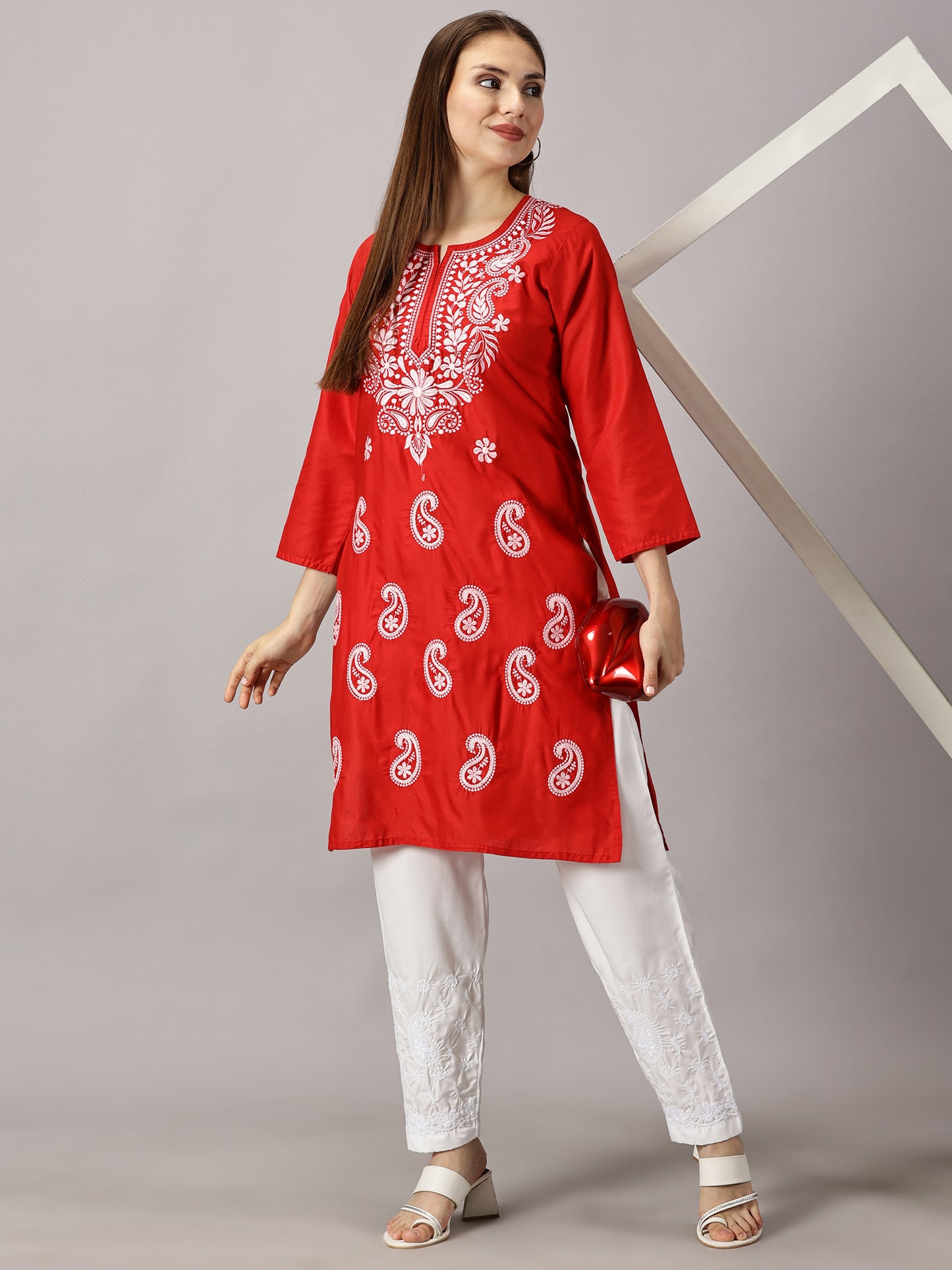 Embroidered Cotton Wear: 2 Kurtis + Pants Set | Women’s Cotton Kurti Set: Embroidery & Comfort Combo | Chic Cotton Sets Combo: Embroidered Kurtis and Pants | Stylish Cotton Kurti Set with Pants - 2 Piece Combo