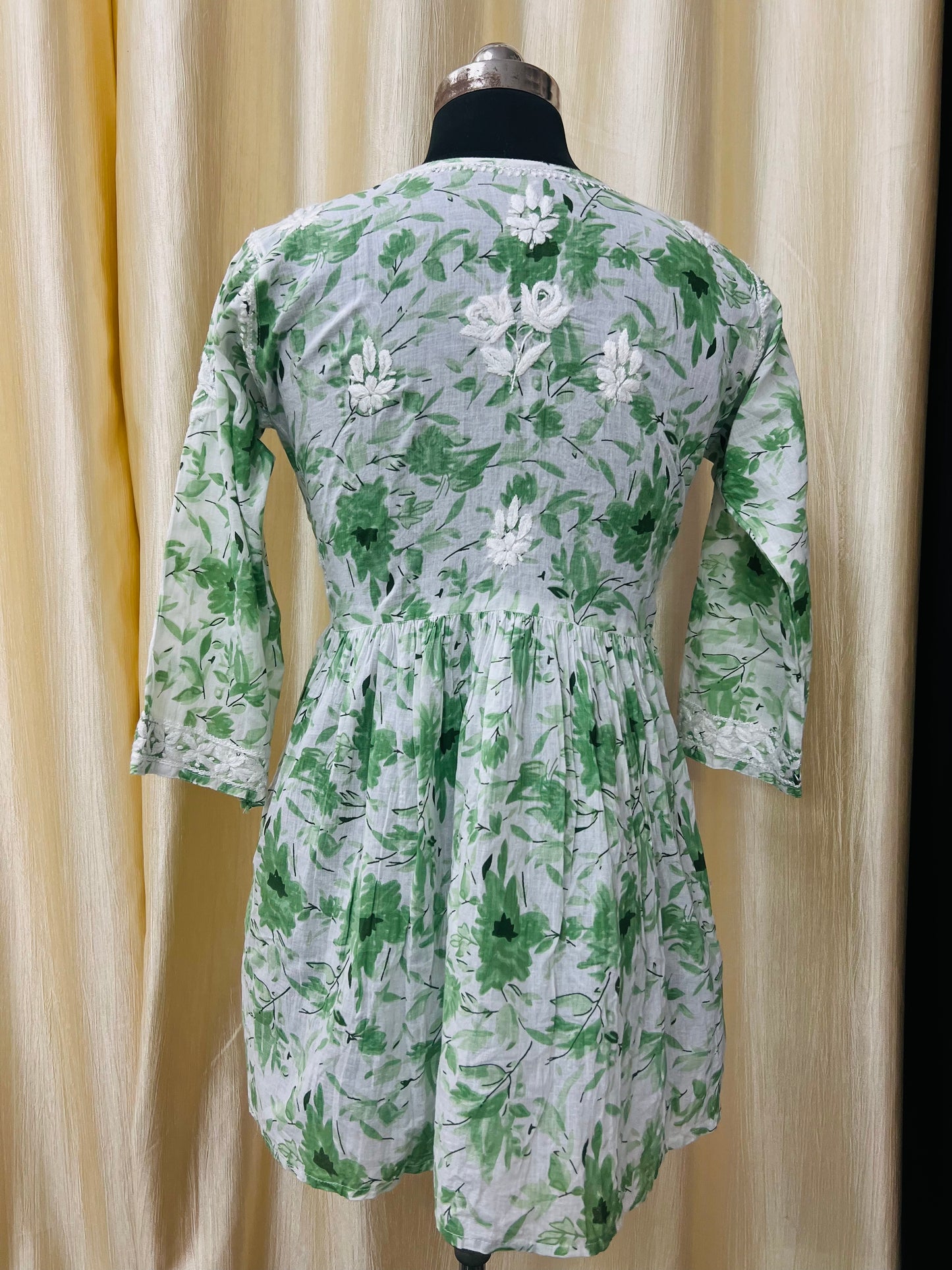 chikankari printed Short Gown