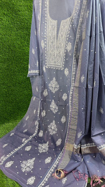 Soft Chanderi dress | Semi-Stitched suits | Embellished Elegance | Elegant Ethnics | Semi-Stitched Styles