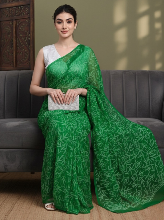 Exclusive Tepchi Hand-Made Chikankari Saree