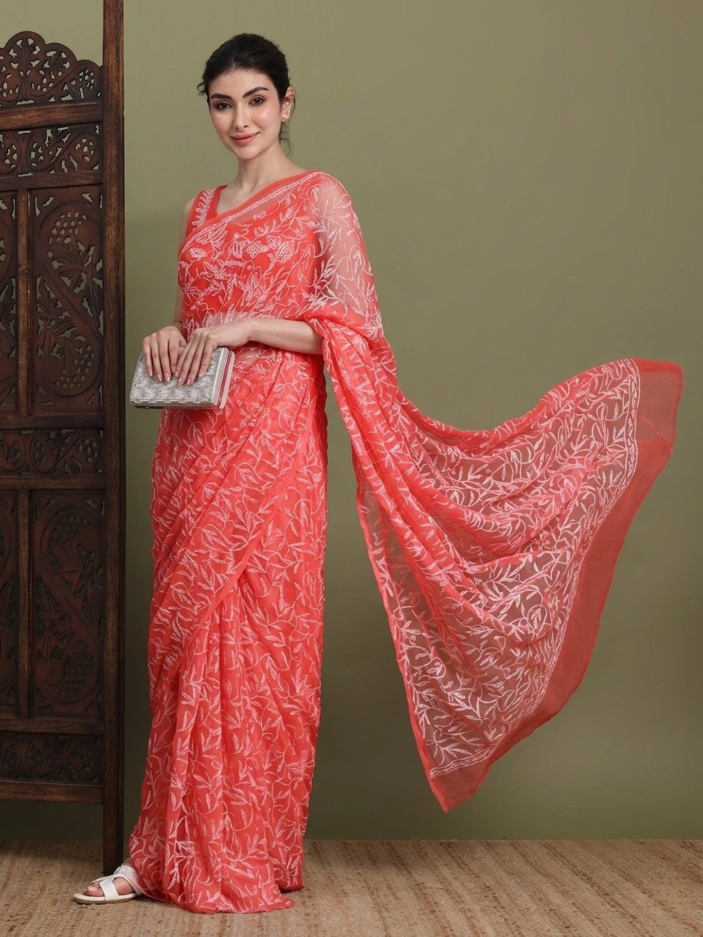 Exclusive Tepchi Hand-Made Chikankari Saree