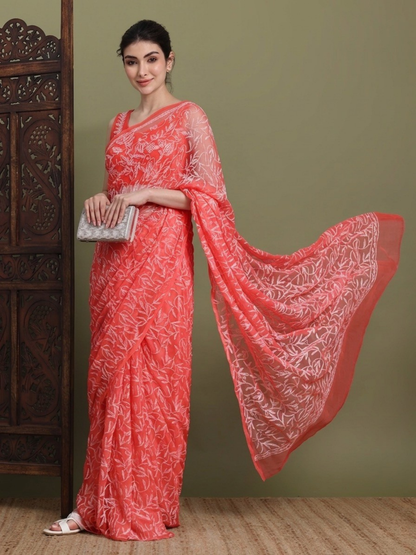 Exclusive Tepchi Hand-Made Chikankari Saree
