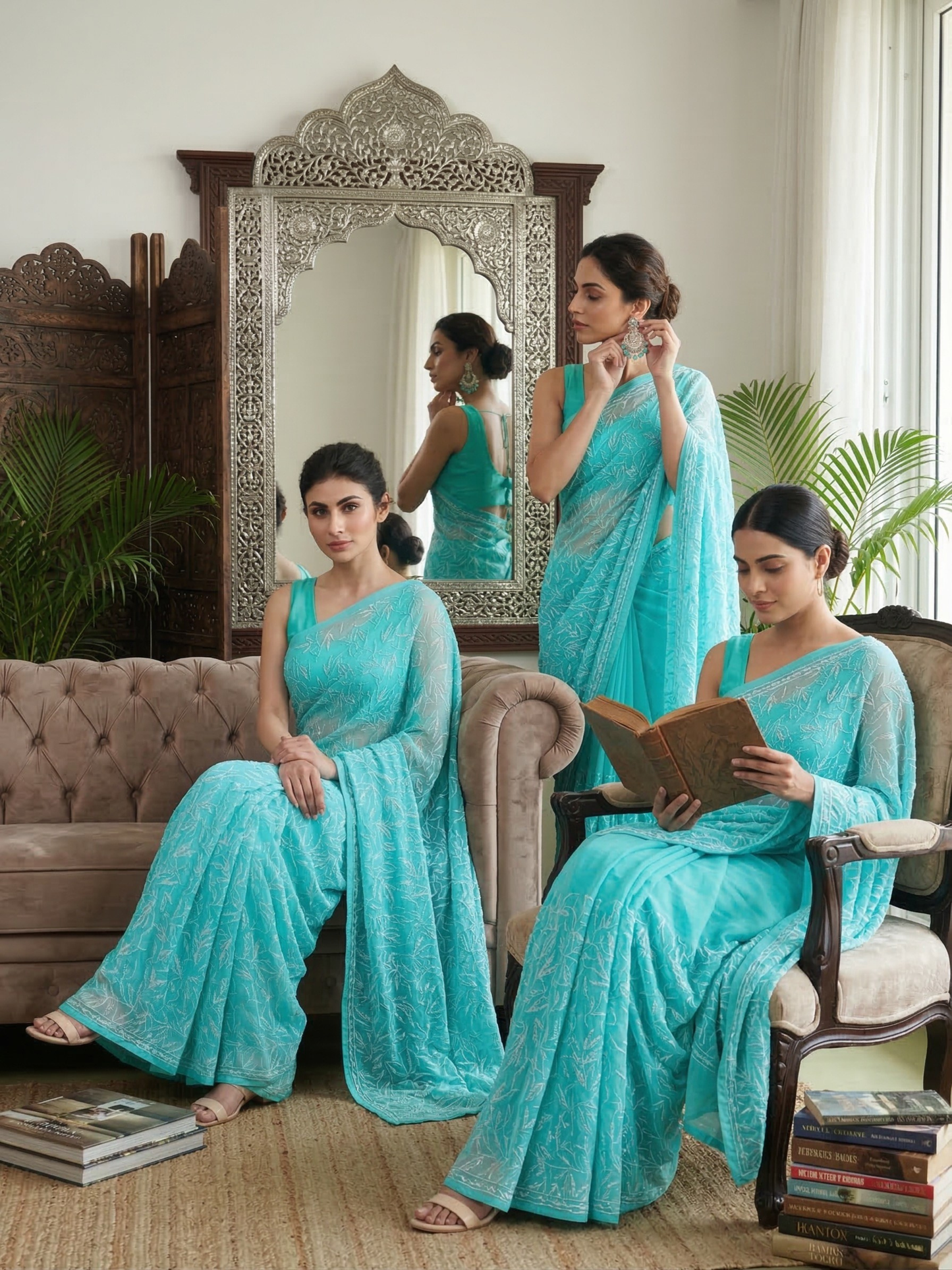Exclusive Tepchi Hand-Made Chikankari Saree